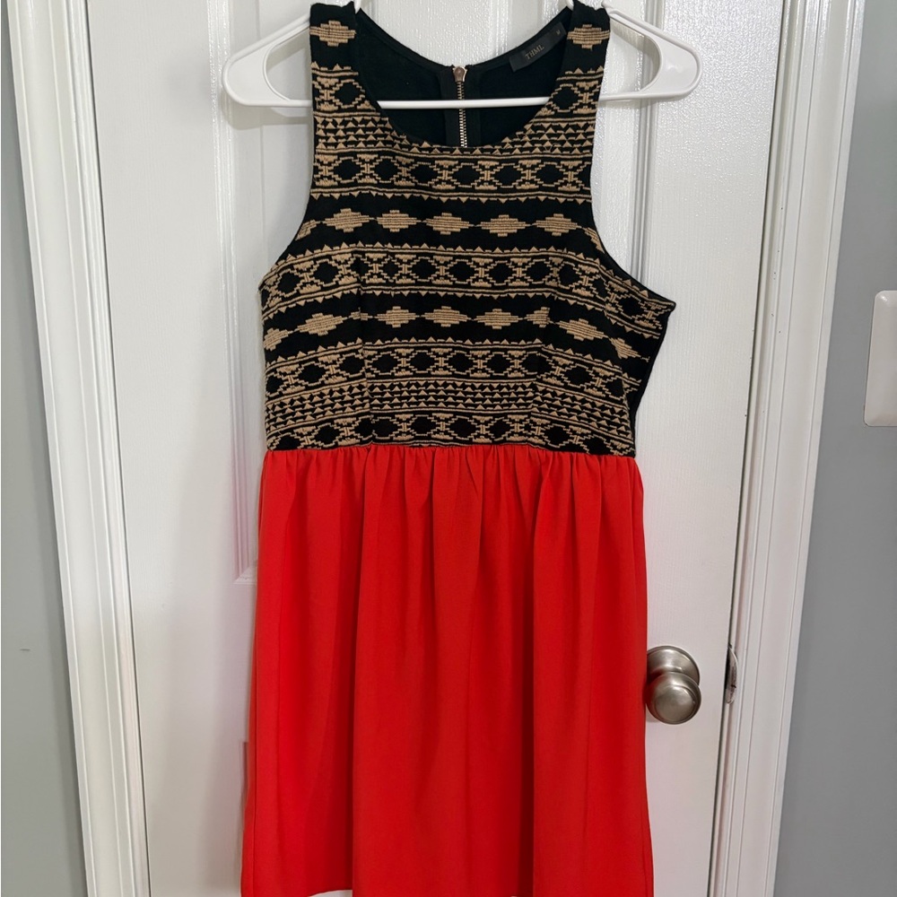THML Black & Red Patterned Bodice Dress